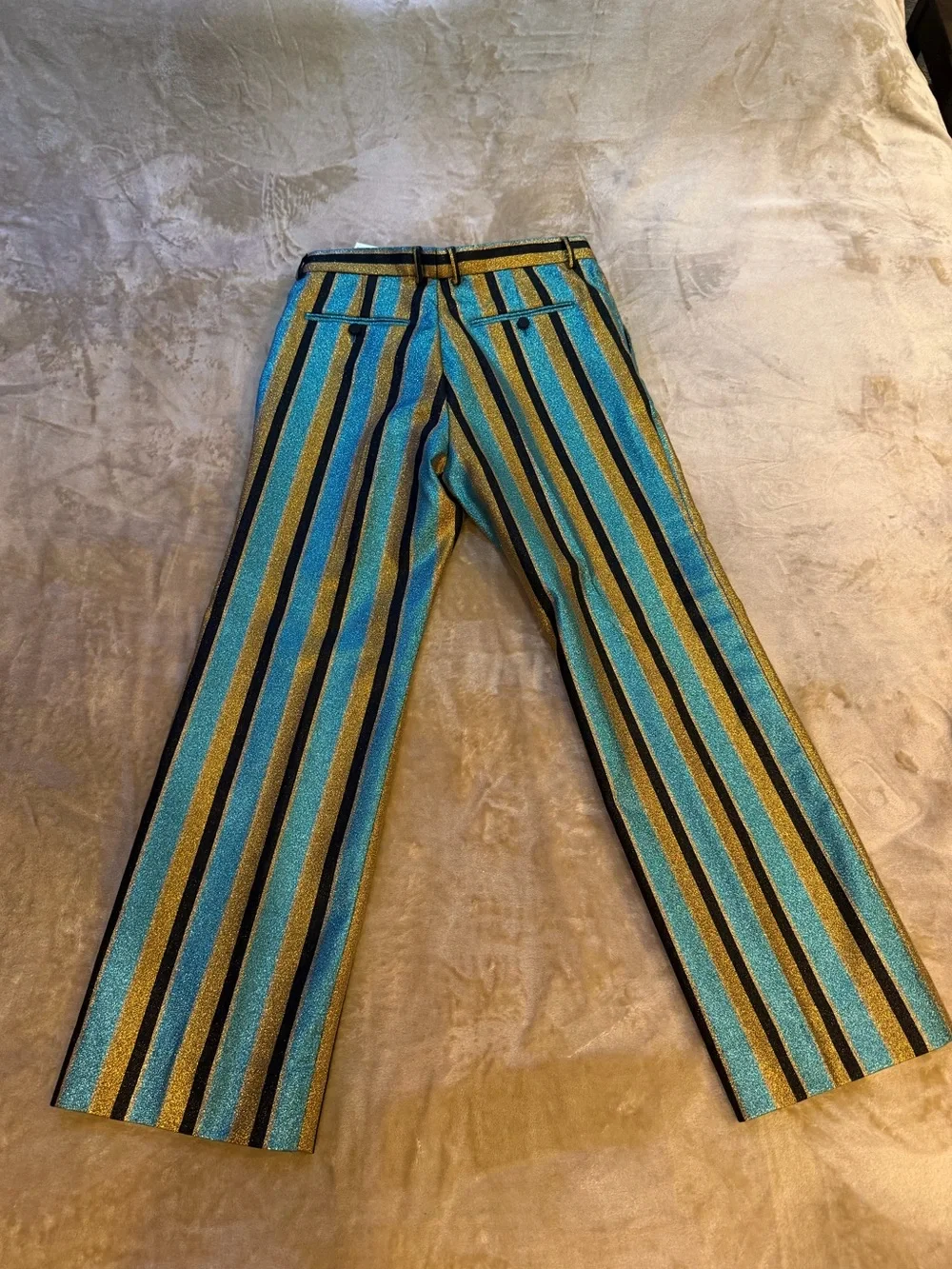 GUCCI glitter stripe-print trousers